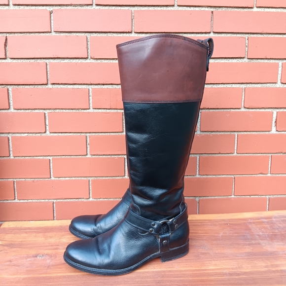 Frye Melissa Harness Leather Riding Boots - Picture 1 of 11